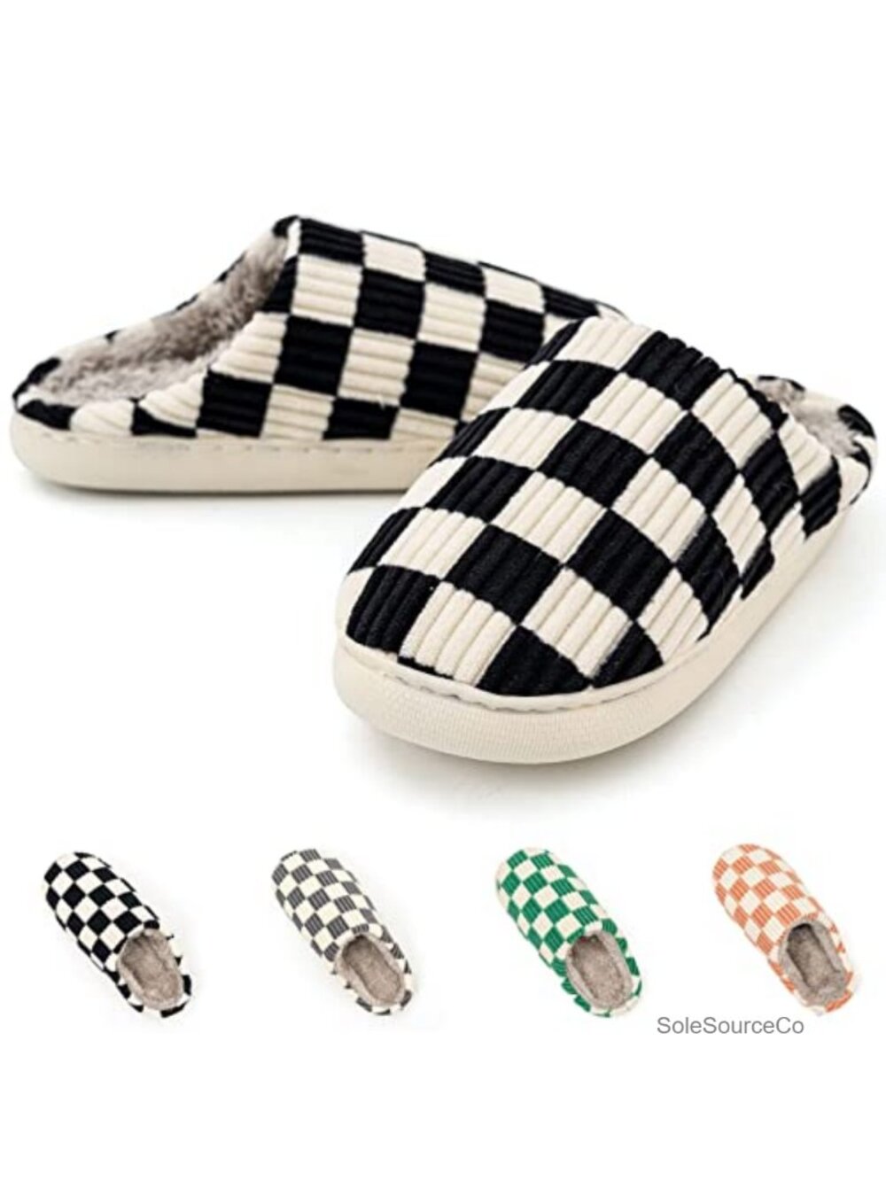 Fuzzy Memory Foam House Slippers for Women Men Indoor Outdoor